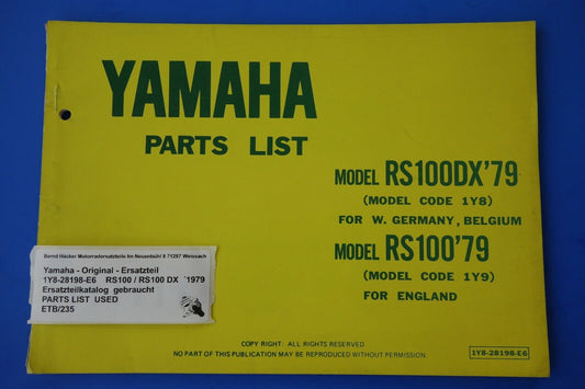 Ersatzteilkatalog _ Teileliste _ PARTSLIST _ Yamaha _ RS 100 / RS 100 DX _ 1979