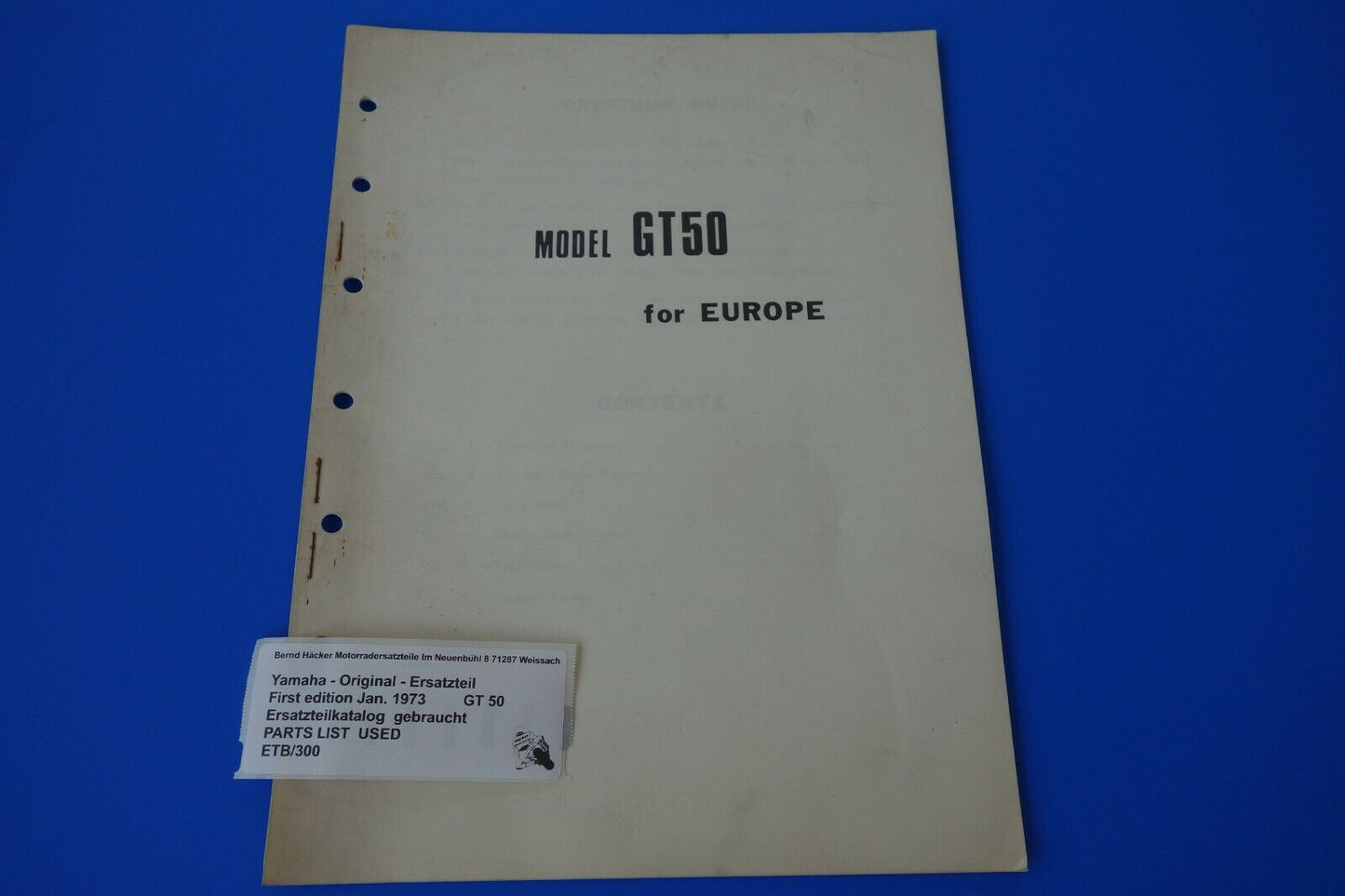 Ersatzteilkatalog _ Teileliste _ PARTSLIST _ Yamaha _ GT 50 for Europe _ 1974