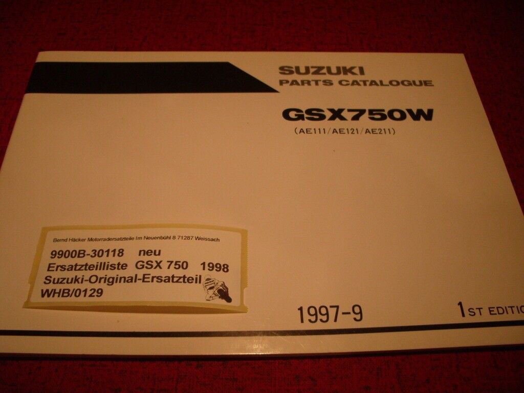 SPARE PARTS LIST _ PARTS CATALOGUE _ SUZUKI _ GSX 750 _ YEAR 1998