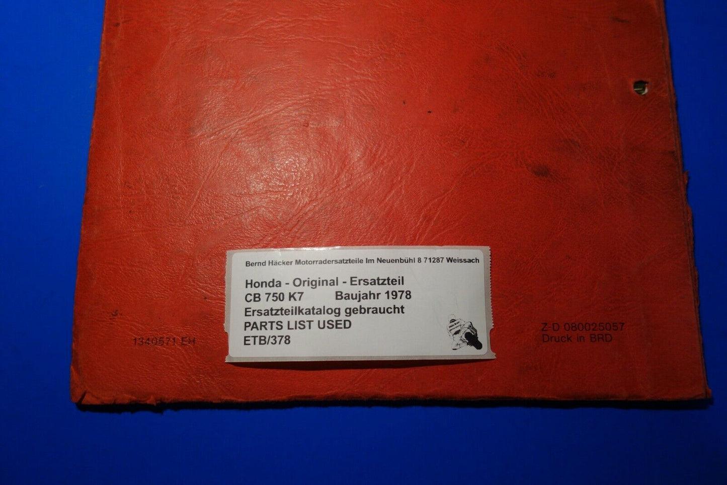 Spare parts catalogue _ Parts list _ PARTSLIST _ Honda _ CB 750 K7 _ Year of manufacture 1978