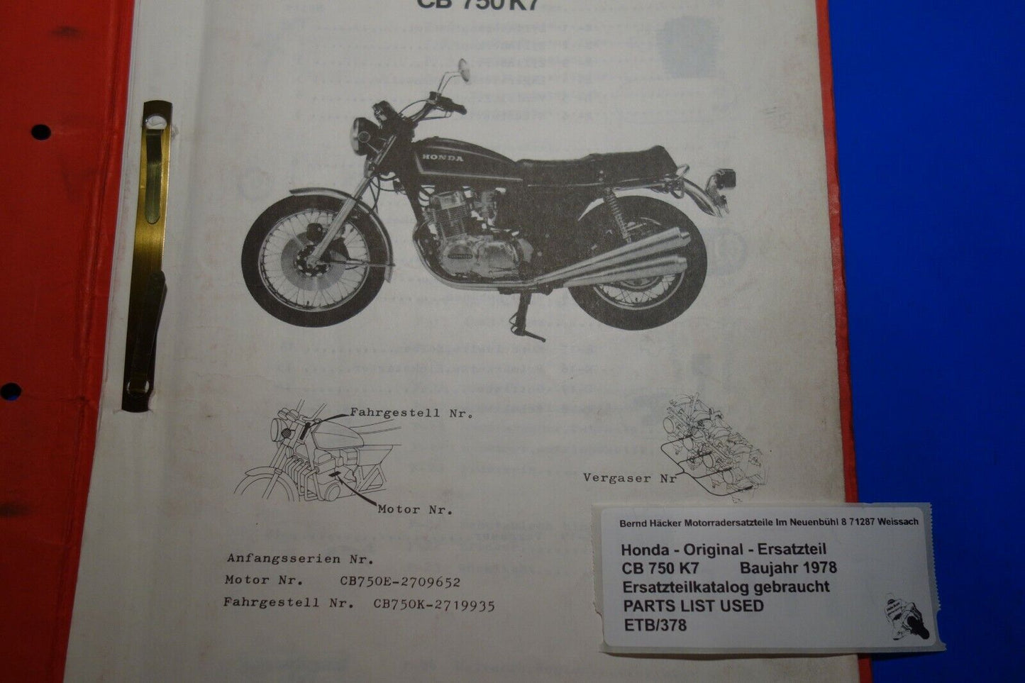 Spare parts catalogue _ Parts list _ PARTSLIST _ Honda _ CB 750 K7 _ Year of manufacture 1977