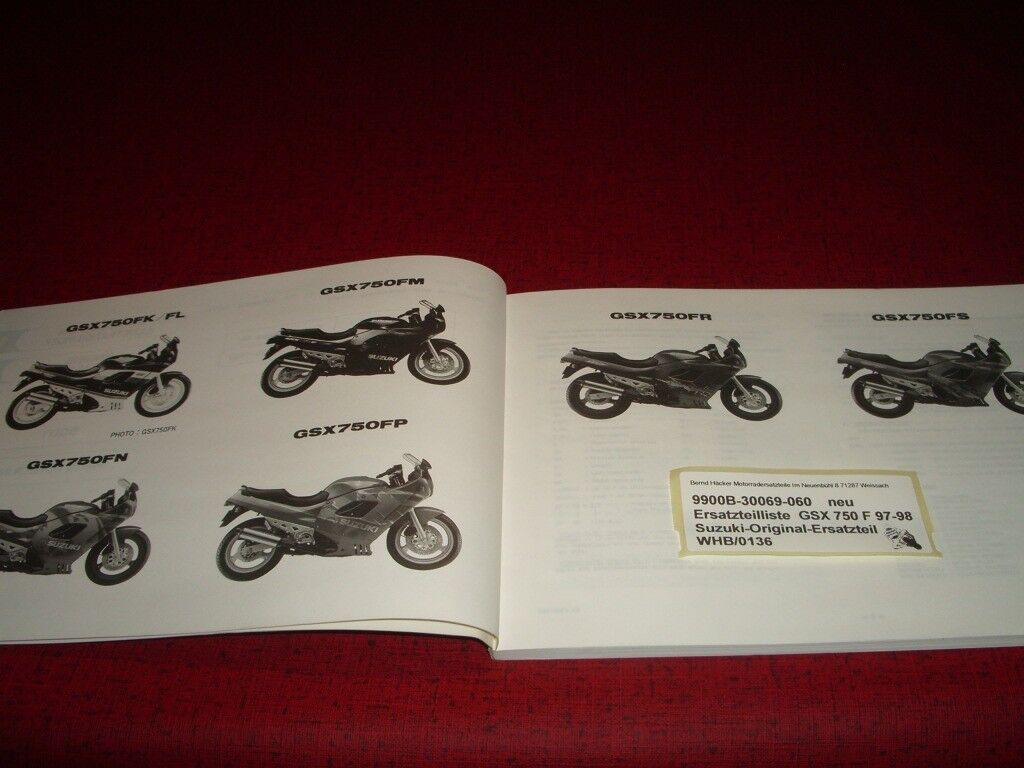 SPARE PARTS LIST _ PARTS CATALOGUE _ SUZUKI _ GSX 750 F _ YEAR OF MANUFACTURE 1989 - 1995