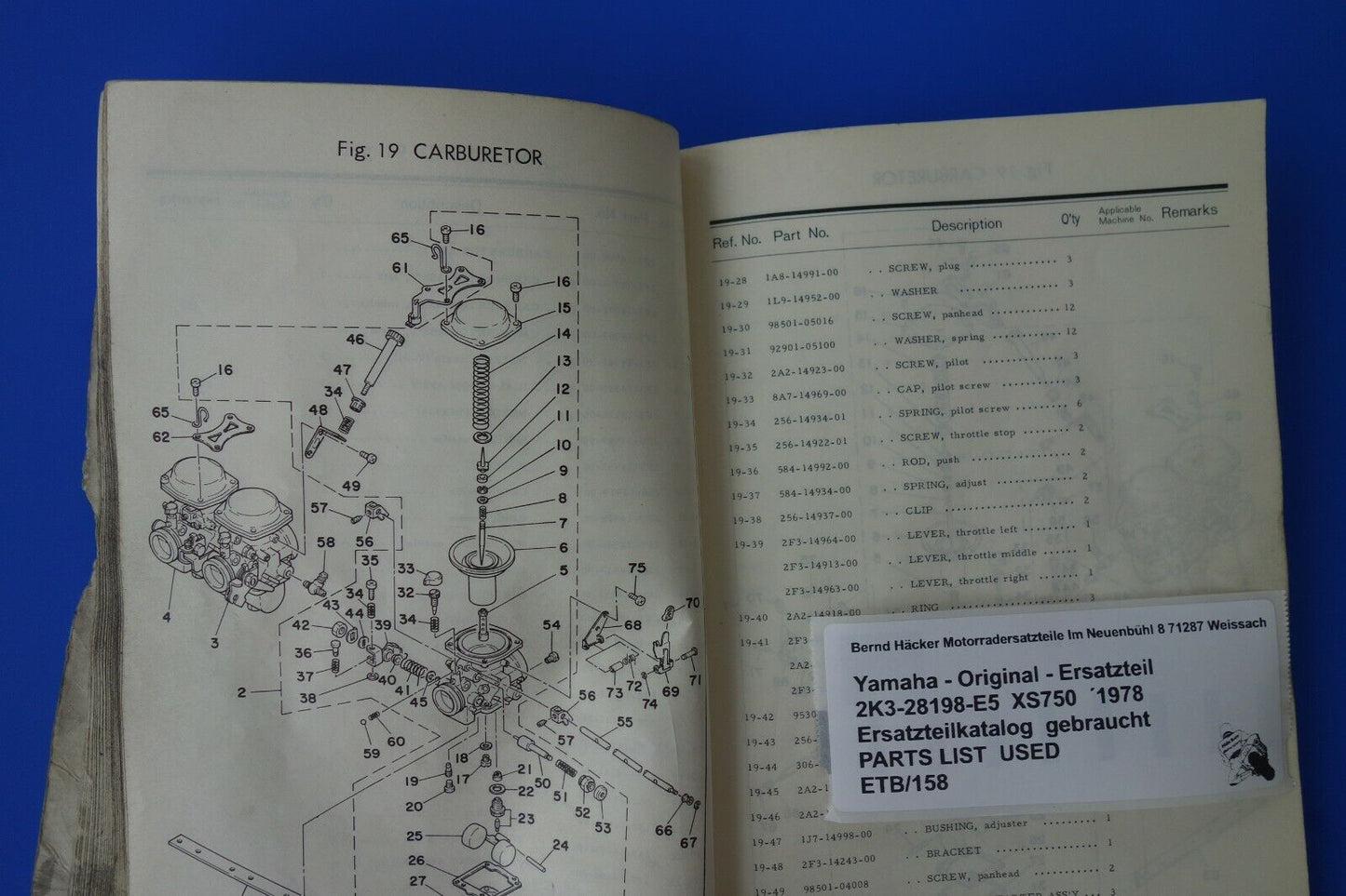 Ersatzteilkatalog _ Teileliste _ PARTSLIST _ Yamaha _XS 750 _ 1T5 _ Bj. 1978