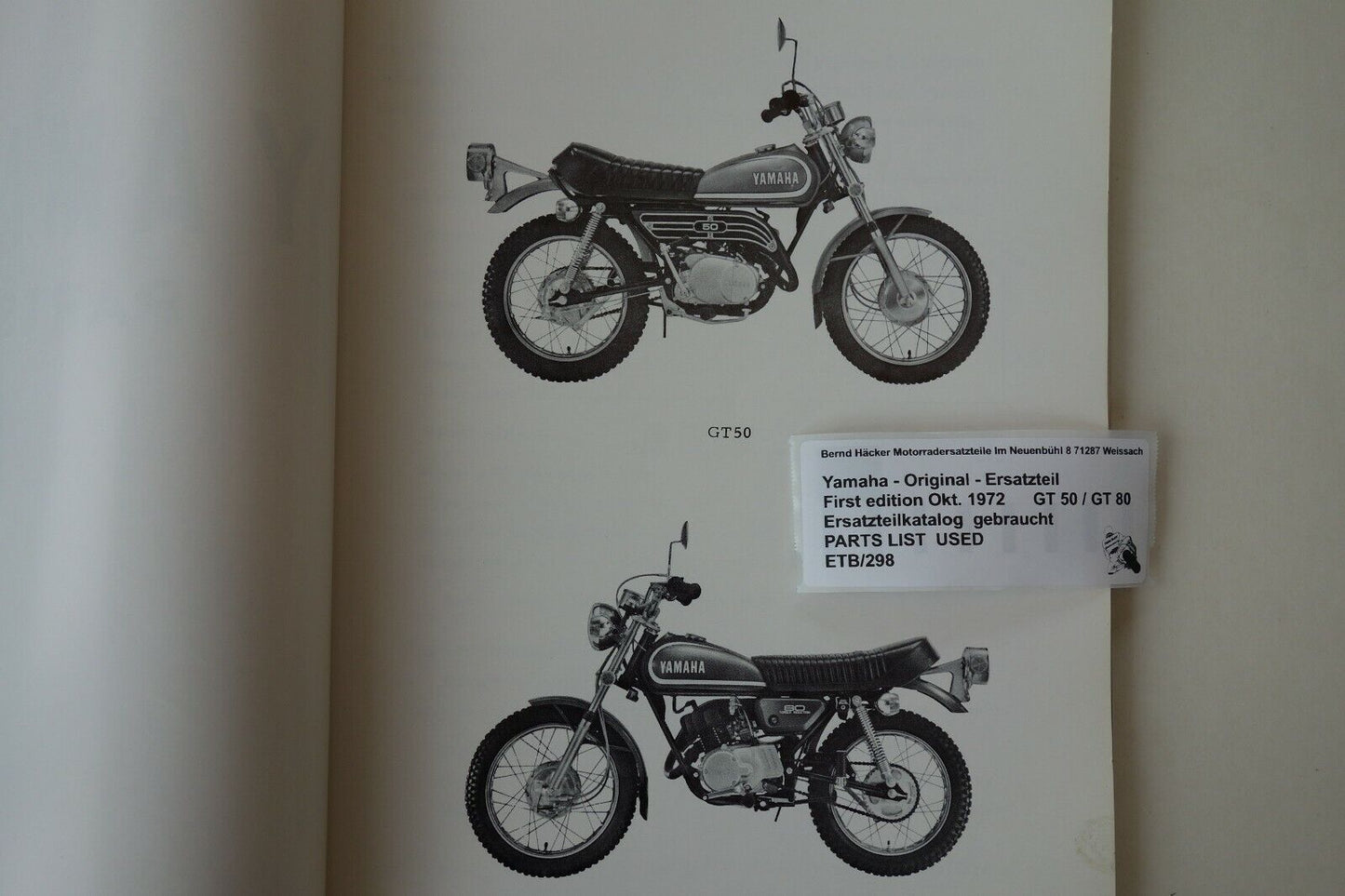 Spare parts catalogue _ Parts list _ PARTSLIST _ Yamaha _ GT 50 _ GT 80 _ 1972