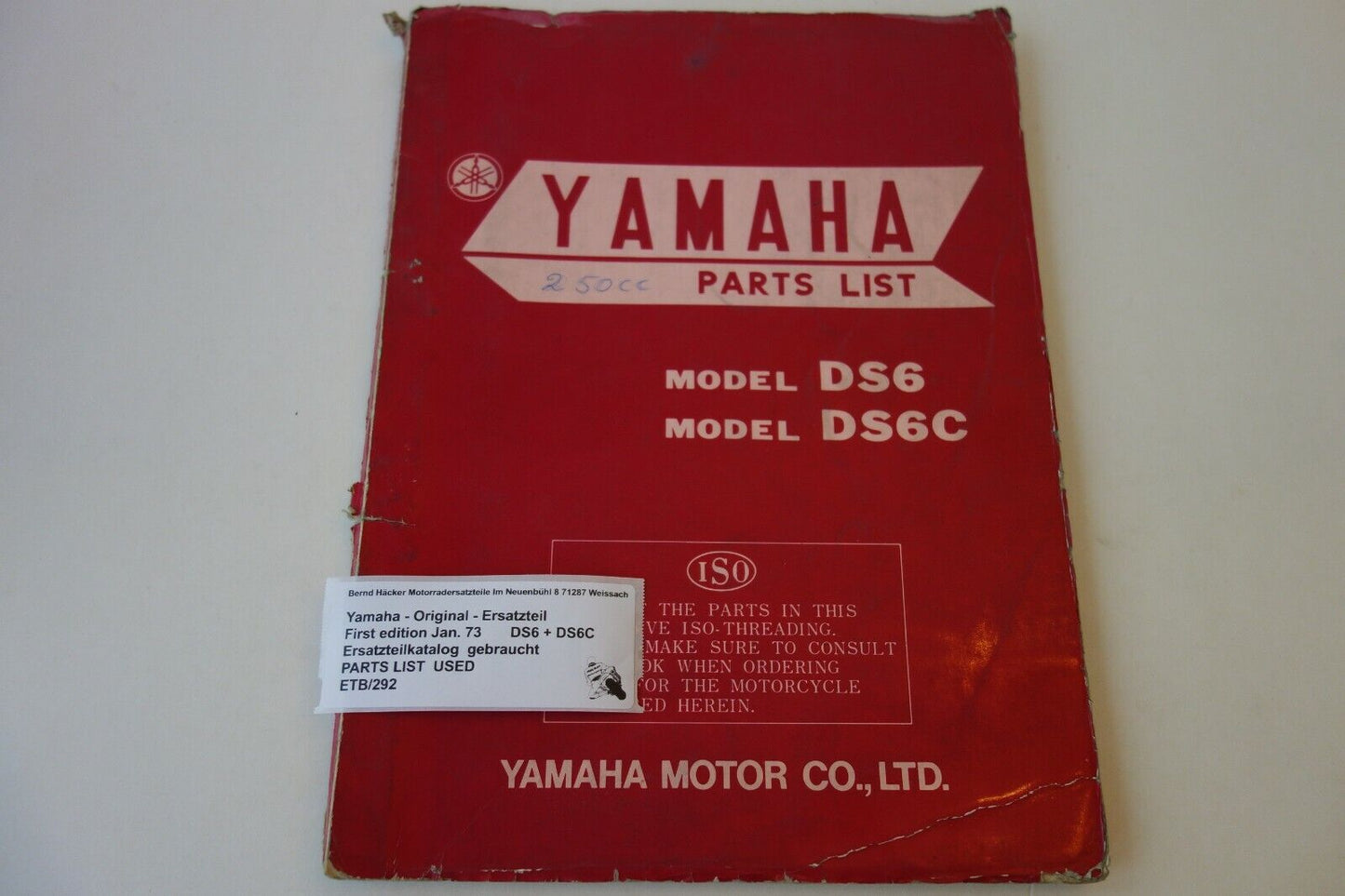 Spare parts catalogue _ Parts list _ PARTSLIST _ Yamaha _ 250ccm DS6 _ DS6C _ 1974