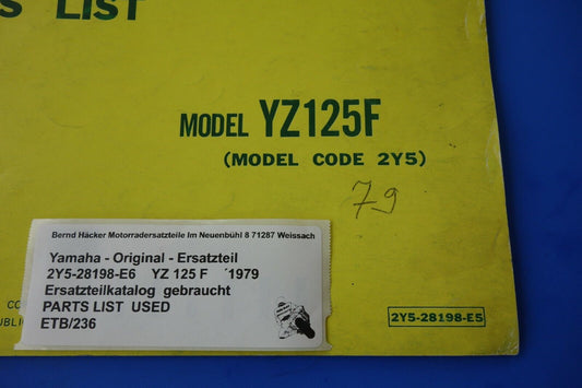 Ersatzteilkatalog _ Teileliste _ PARTSLIST _ Yamaha _ YZ 125 F _ Typ 2Y5 _ 1979