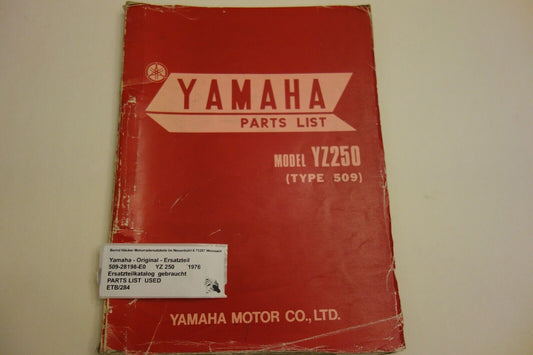 Spare parts catalogue _ Parts list _ PARTSLIST _ Yamaha _ YZ 250 _ Type 509 _1976