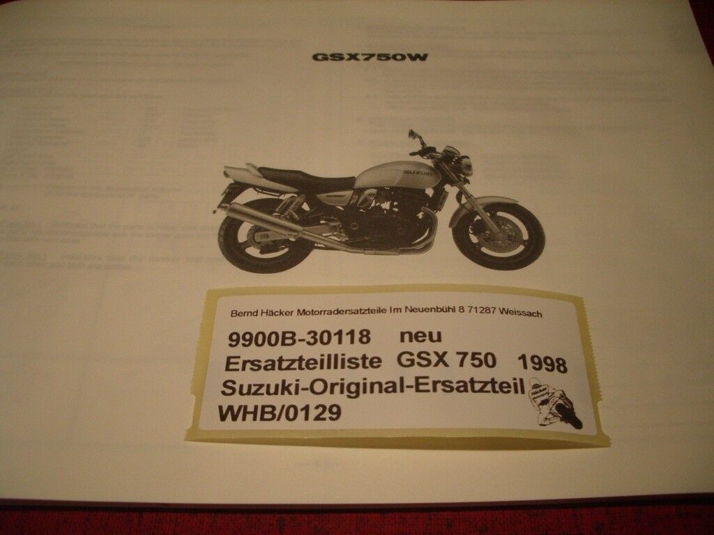 ERSATZTEILLISTE _ PARTS CATALOGUE _ SUZUKI _ GSX 750 _ BAUJAHR 1998