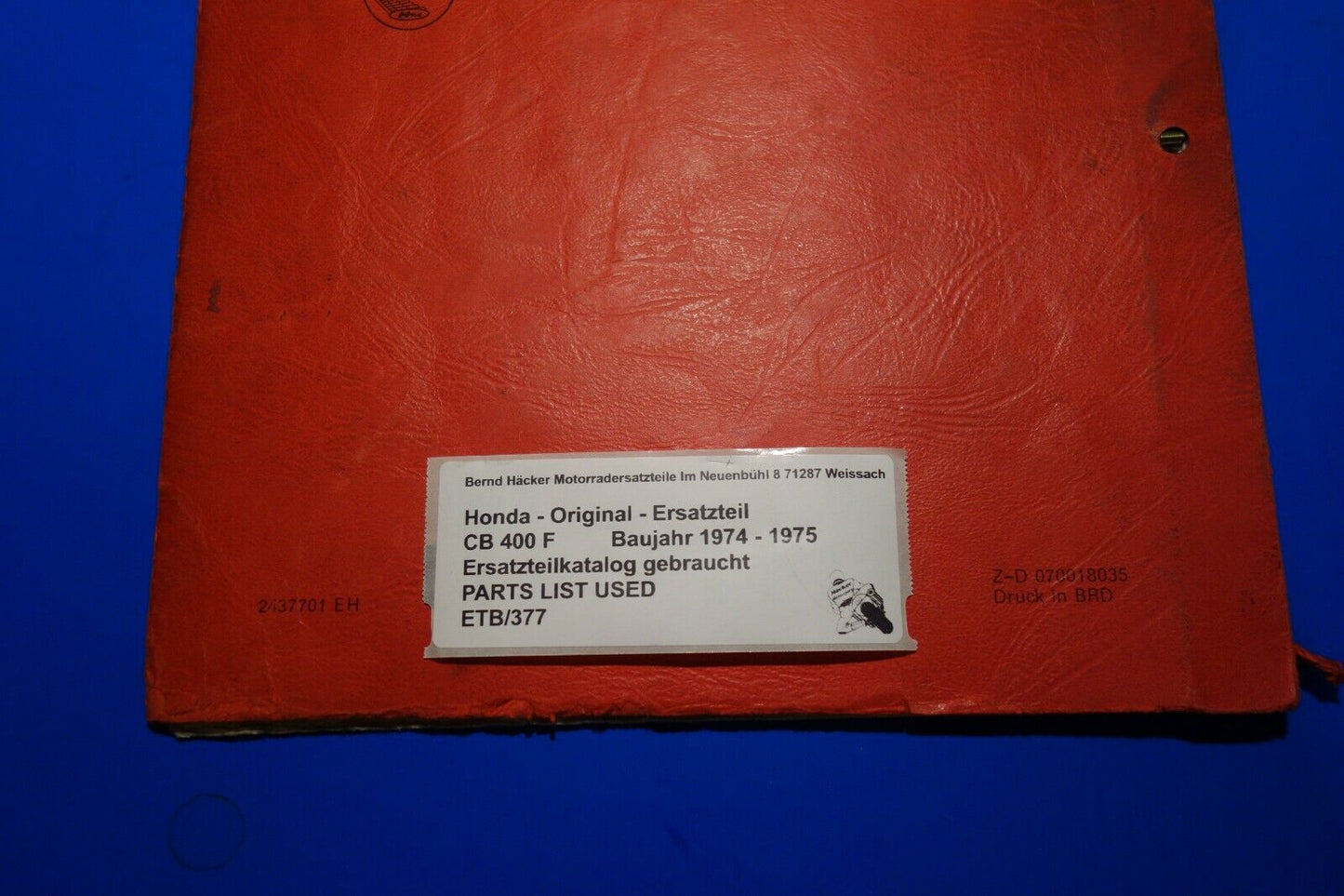 Spare parts catalogue _ Parts list _ PARTSLIST _ Honda _ CB 400 F _ Year 1974 - 1975