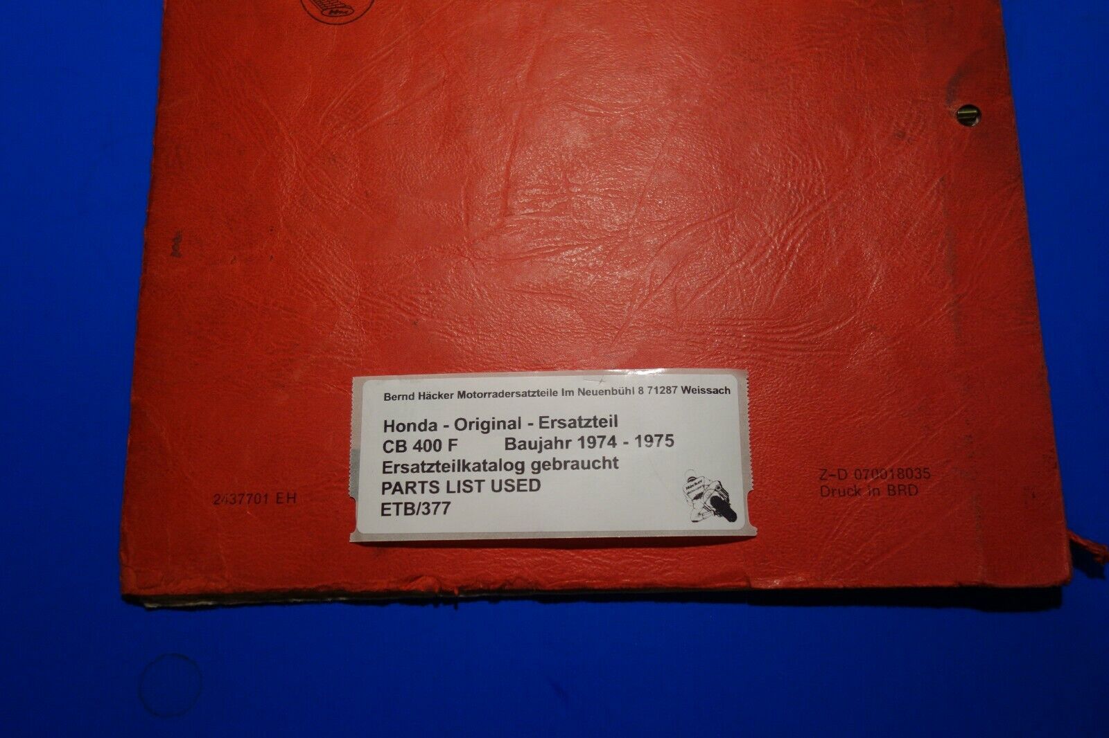 Ersatzteilkatalog _ Teileliste _ PARTSLIST _ Honda _ CB 400 F _ Bj. 1974 - 1975