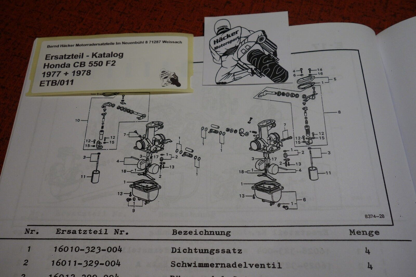 Ersatzteilkatalog _ Teileliste _ PARTSLIST _ CB 550 F2 _ Baujahr 1977 - 1978