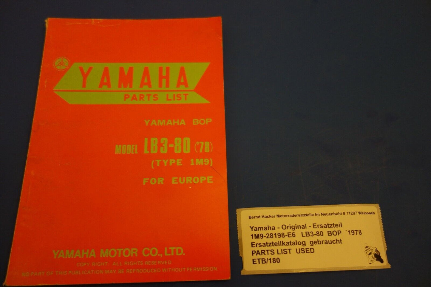 Spare parts catalogue _ Parts list _ PARTSLIST _ Yamaha _ LB3-80 _ Year of manufacture 1978