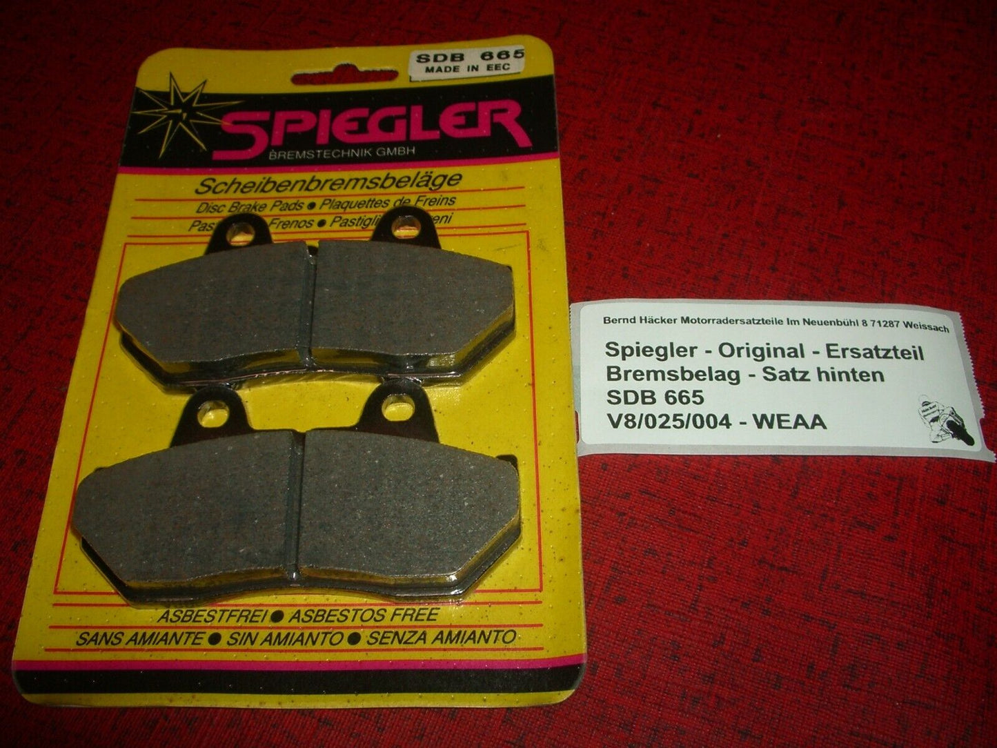 Spiegler brake pads _ brake pad set _ rear _ VF 750 F _ year 1983 - 1984