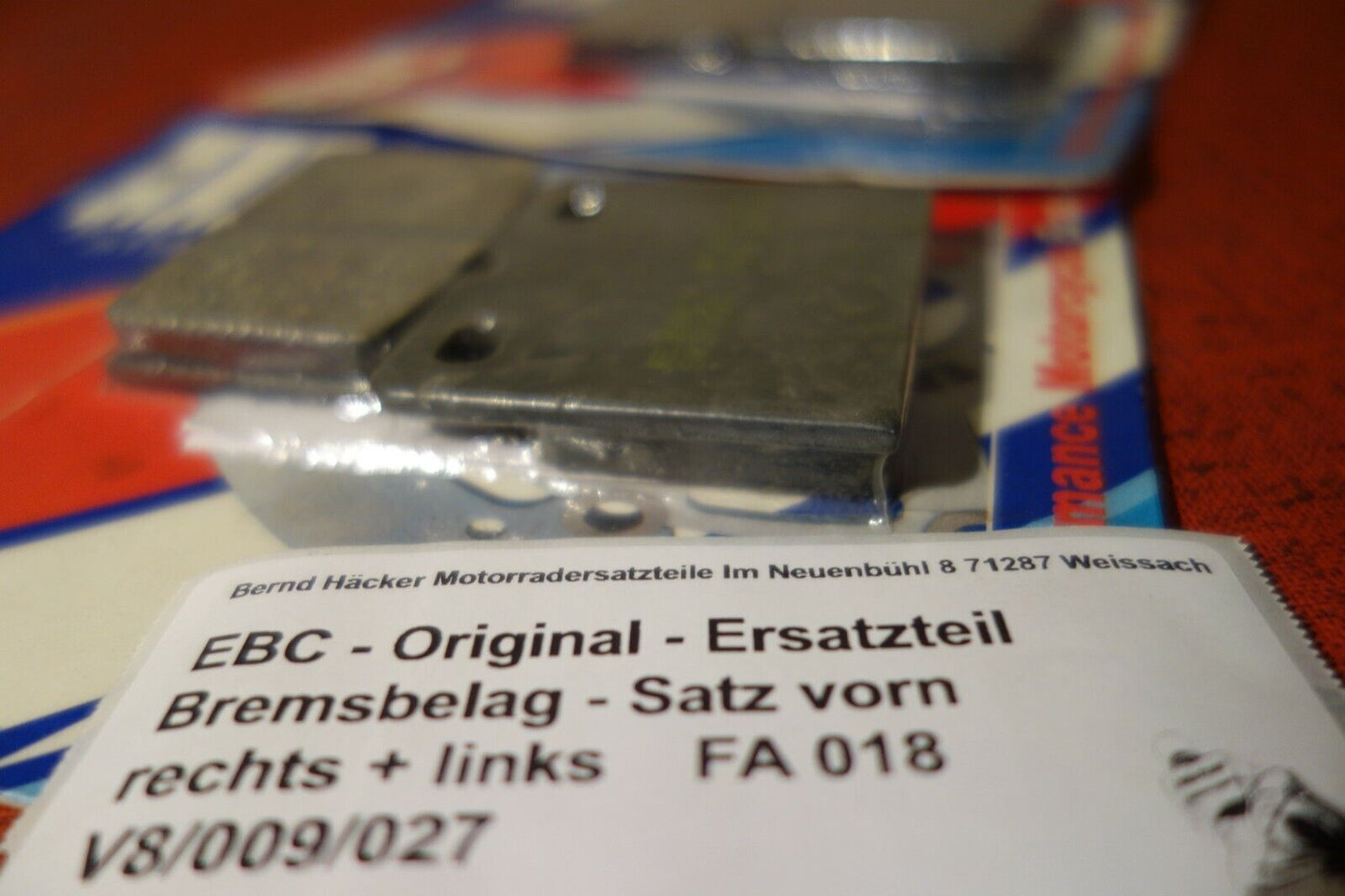 Bremsbelag Satz vorn rechts + links _ K 100 /2 RS RT LT _ 1982 - 1991 _ FA 018