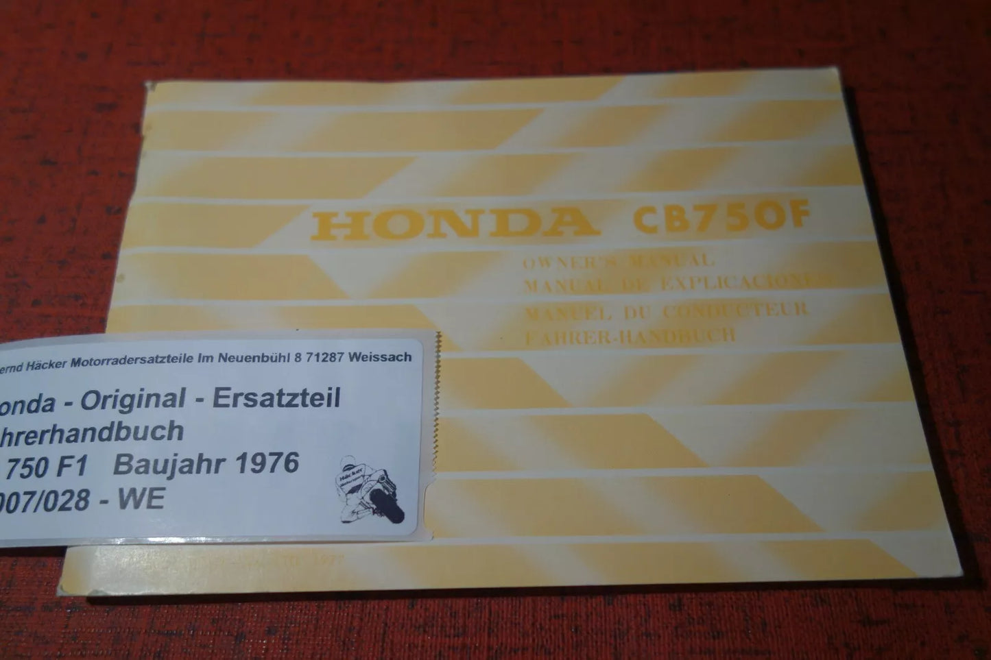 Fahrerhandbuch _ neu _ Owners Manual _ CB 750 F1 _ Baujahr 1976 _ Original Honda