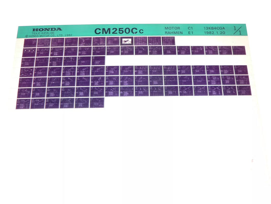 Microfich _ Spare parts list _ CM 250 C _ CM250 C _ MC06 _ Year of manufacture 1982