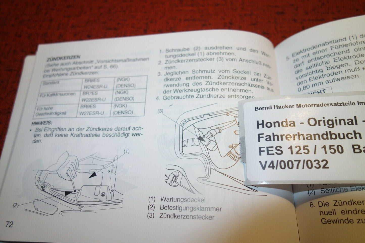 Fahrerhandbuch  _ Owners Manual _ FES 125 / 150 _ Baujahr 1998 _ Original Honda