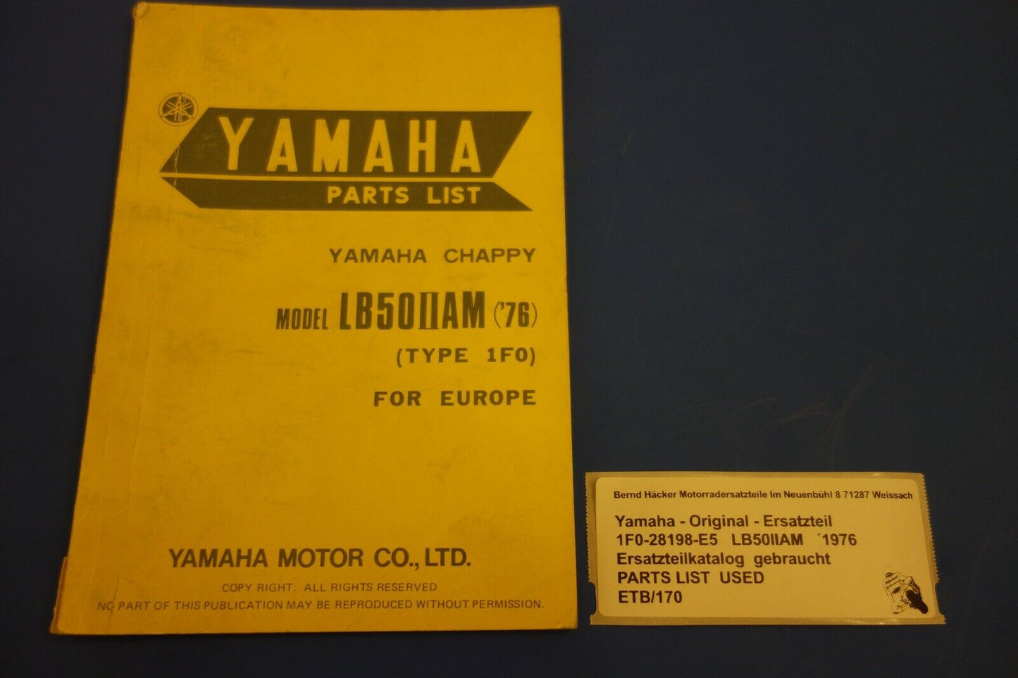 Spare parts catalogue _ Parts list _ PARTSLIST _ Yamaha _ LB50IIAM _ Chappy 1976