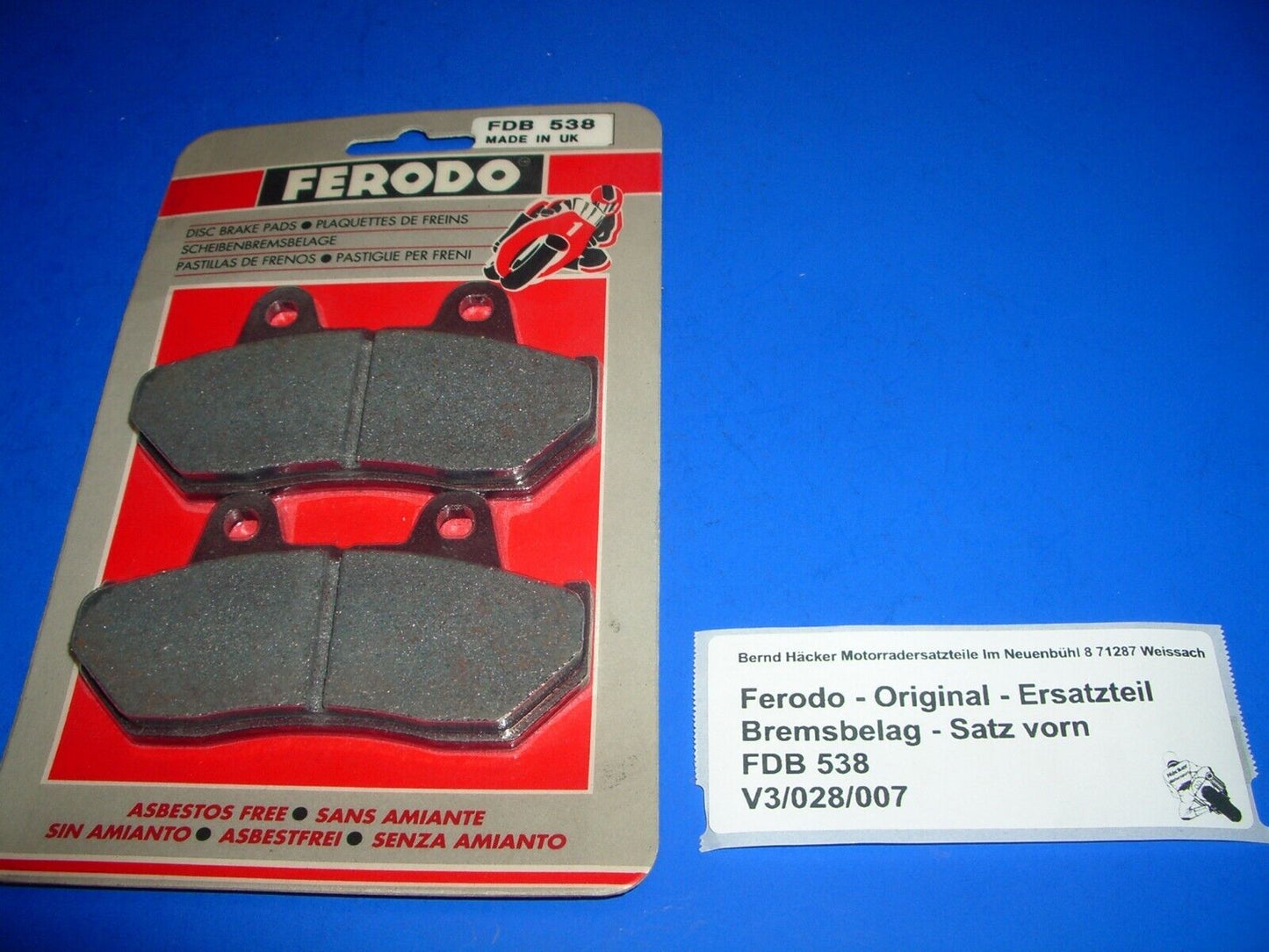 Brake pads _ brake pad set _ front _ CN 250 HELIX_ year 1986 - 1999 _FDB 538