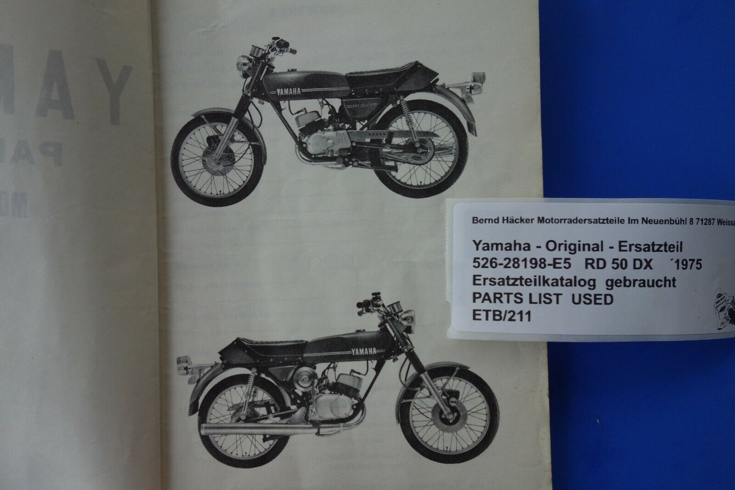 Spare parts catalogue _ Parts list _ PARTSLIST _ Yamaha _ RD 50 DX _ Year of manufacture 1975