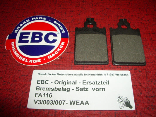 Brake pad _ brake pads _ front _ Aprilia Red Rose _ Simson Sperber _ EBC FA116