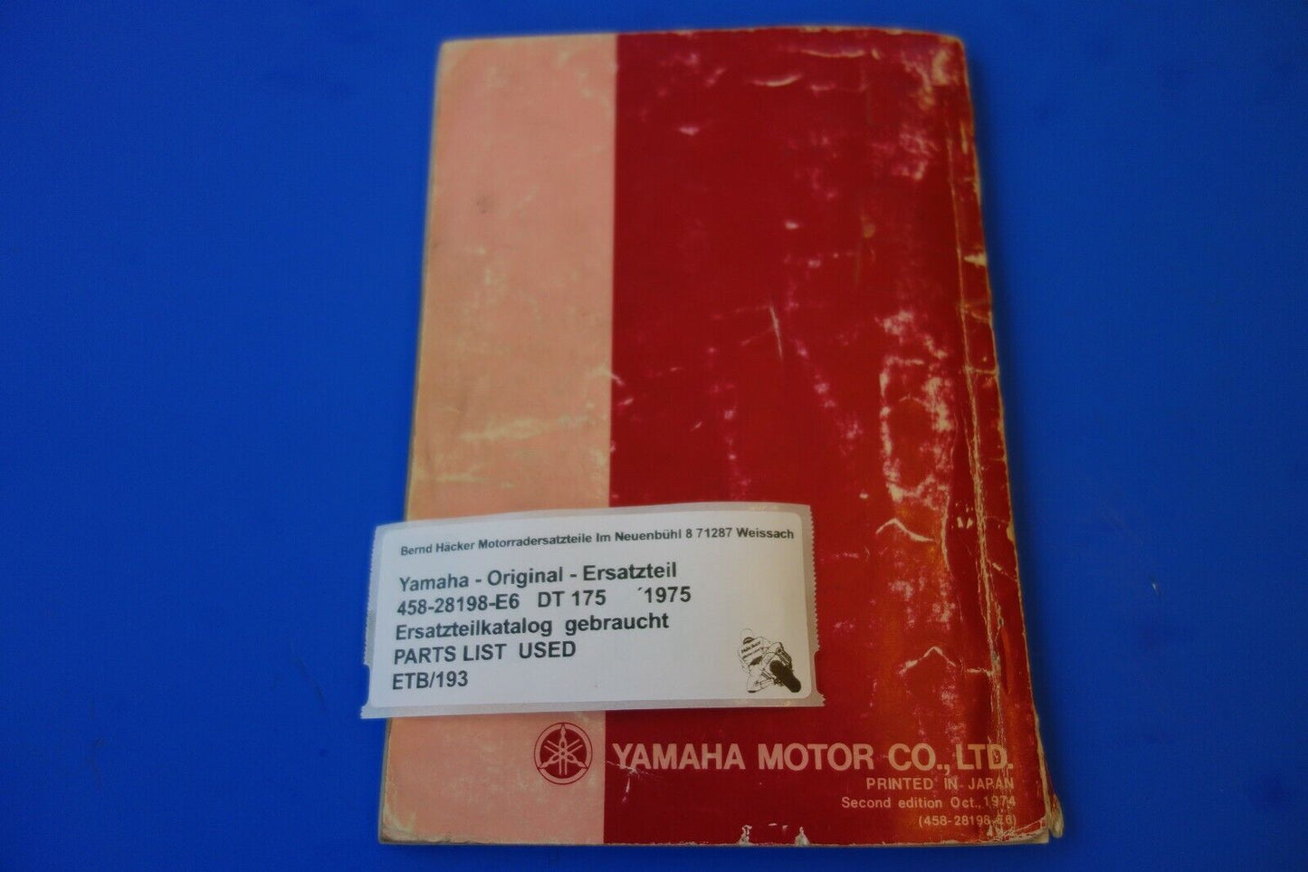 Spare parts catalogue parts list PARTSLIST Yamaha DT 175 Type CT1 1975