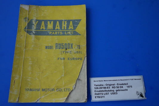 Ersatzteilkatalog _ Teileliste _ PARTSLIST _ Yamaha _ RD 50 DX _ Baujahr 1975