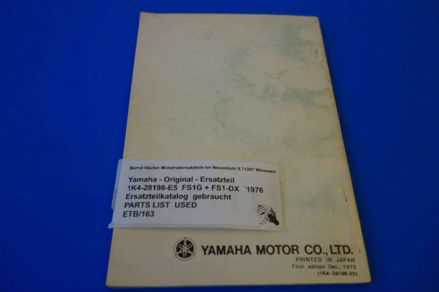 Spare parts catalogue _ Parts list _ PARTSLIST _ Yamaha _FS1G + FS1-DX _ Year 1976