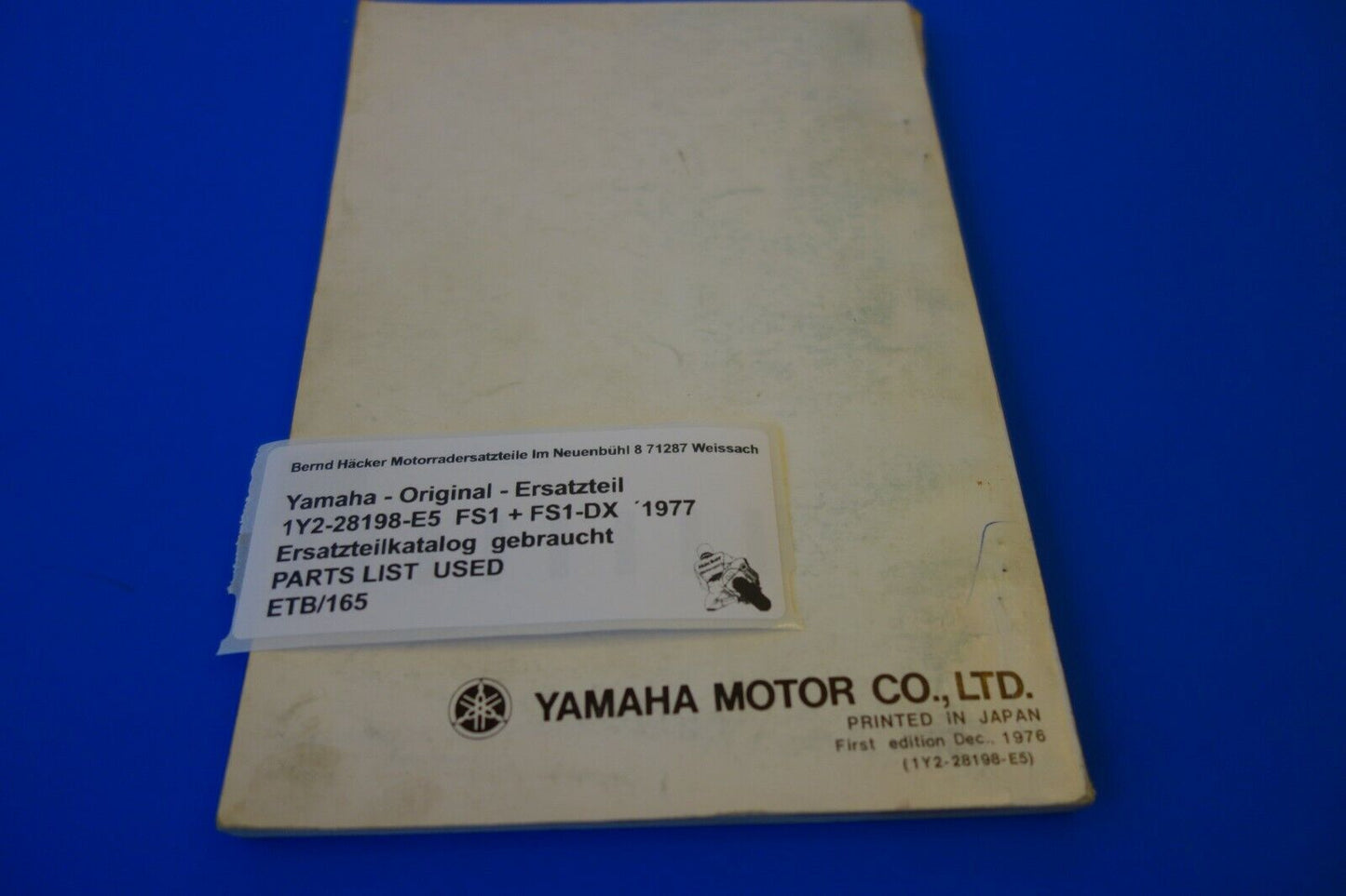 Spare parts catalogue _ Parts list _ PARTSLIST _ Yamaha _FS1 + FS1-DX _ Year of manufacture 1977