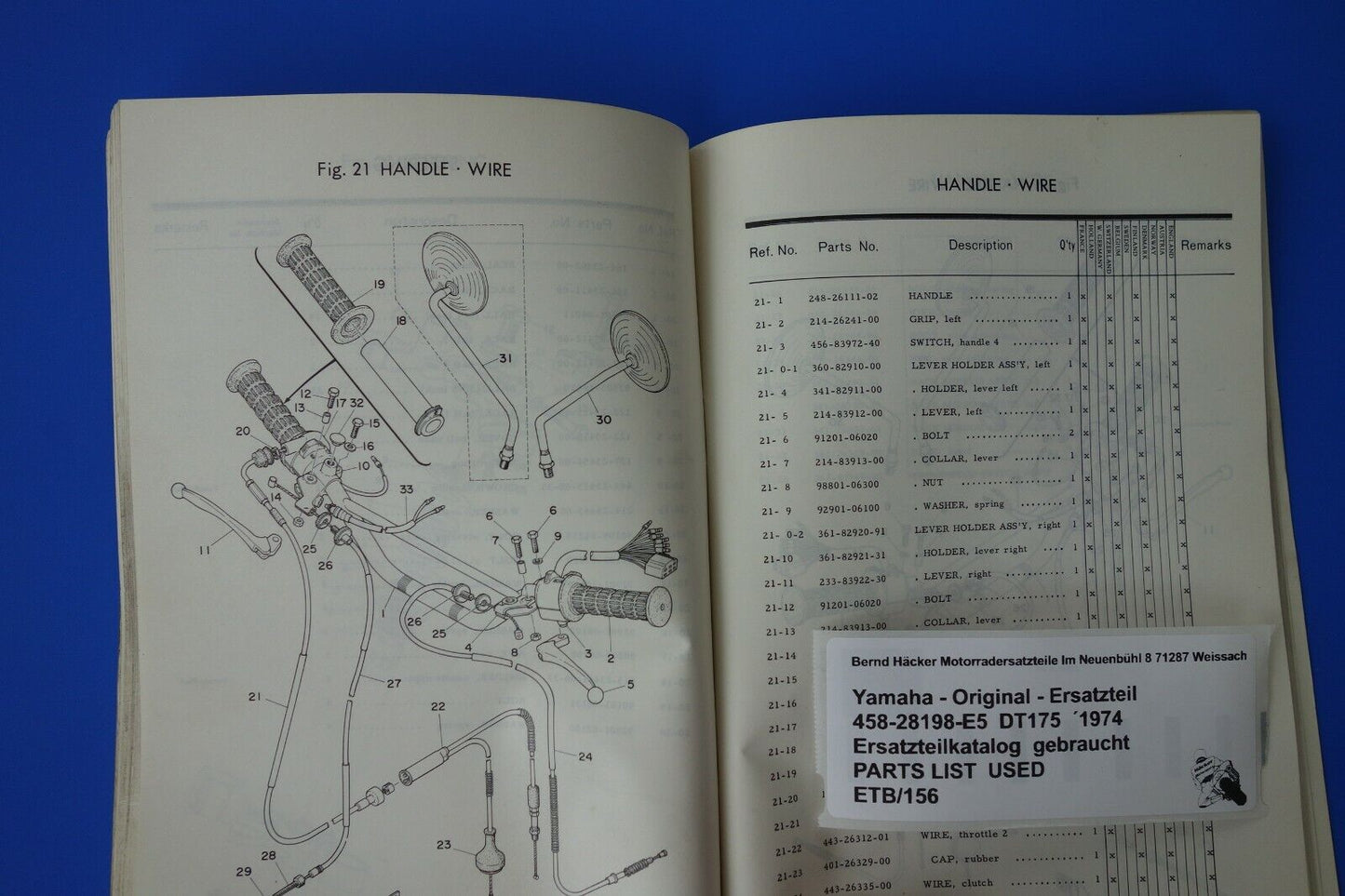 Spare parts catalogue _ Parts list _ PARTSLIST _ Yamaha _DT 175 _CT1 _ 1974