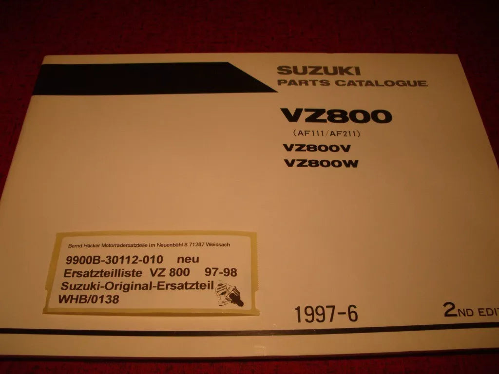 SPARE PARTS LIST _ PARTS CATALOGUE _ SUZUKI _ VZ 800 _ YEAR OF MODEL 1997 - 1998