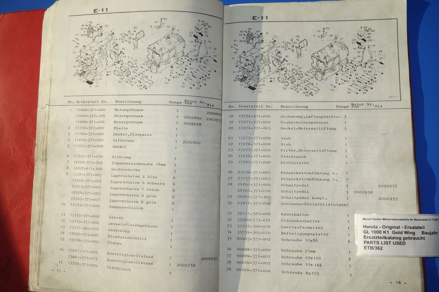 Ersatzteilkatalog _ Teileliste _ PARTSLIST _ Honda _ GL 1000 K1 _ Baujahr 1976 _