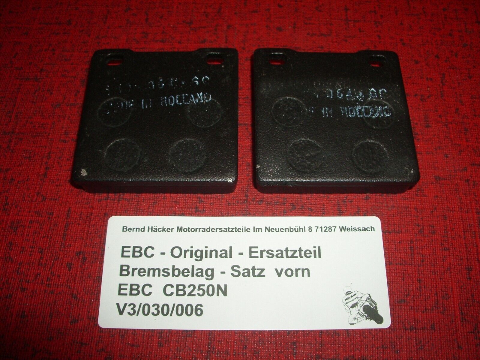 EBC Bremsbeläge _ Bremsbelag - Satz _ vorn _ CB 250 N _ CB 400 ND _ FA 045