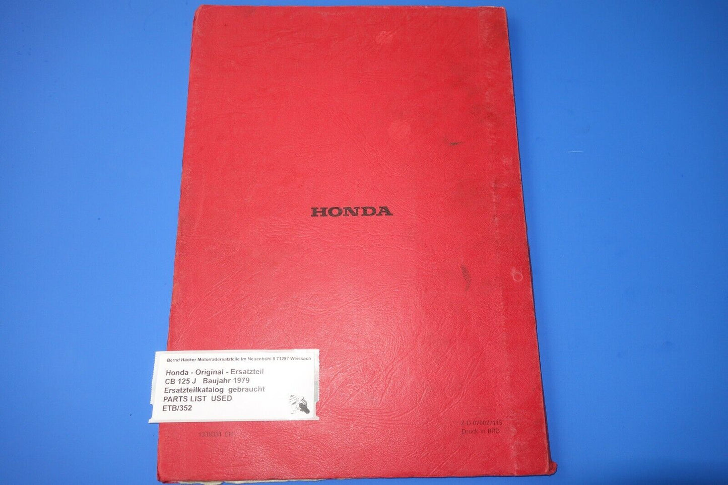 Spare parts catalogue _ Parts list _ PARTSLIST _ Honda _ CB 125 J _ Year 1975 - 1979