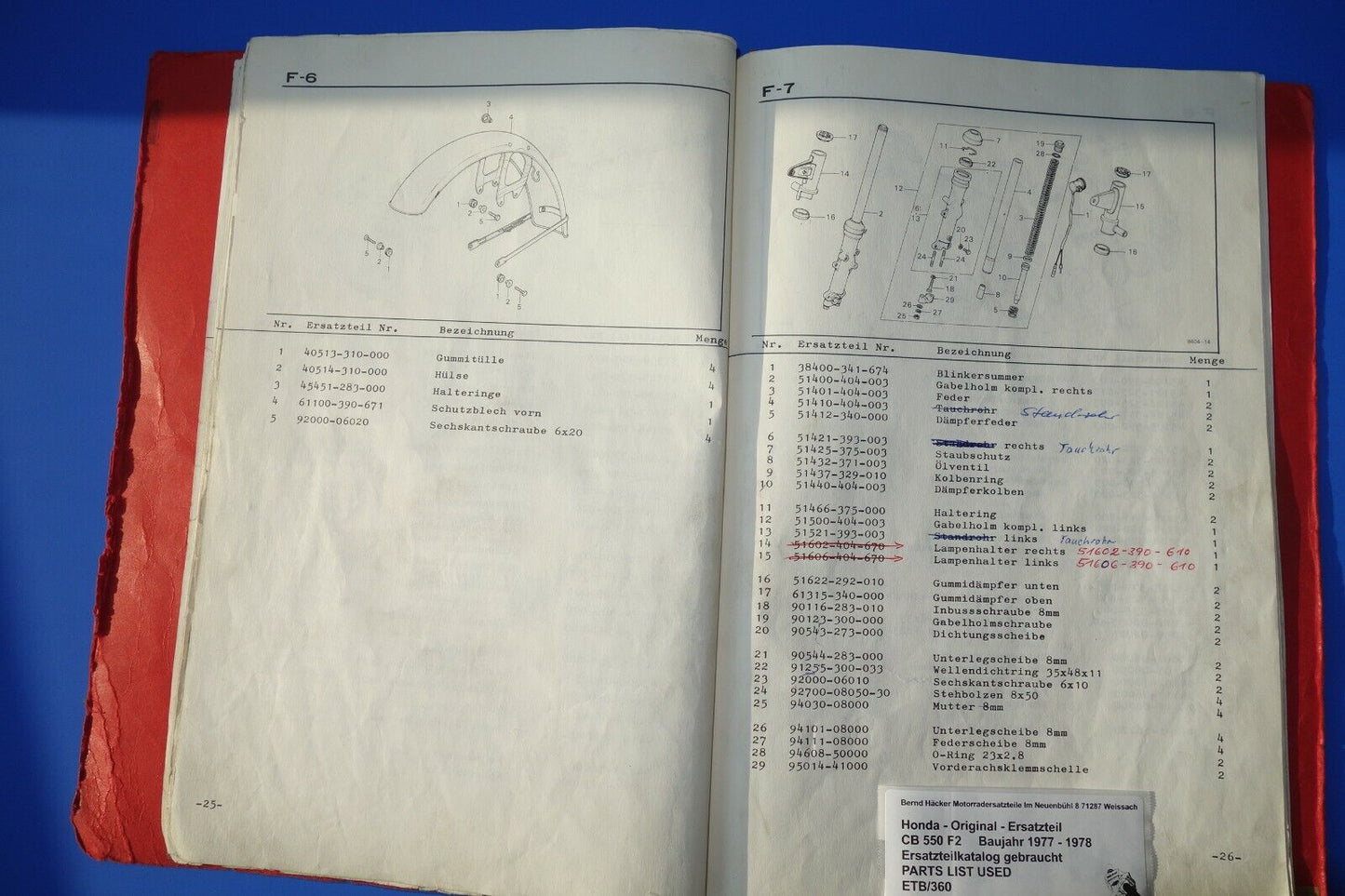 Ersatzteilkatalog _ Teileliste _ PARTSLIST _ Honda _ CB 550 F2 _ Bj. 1977 - 1978