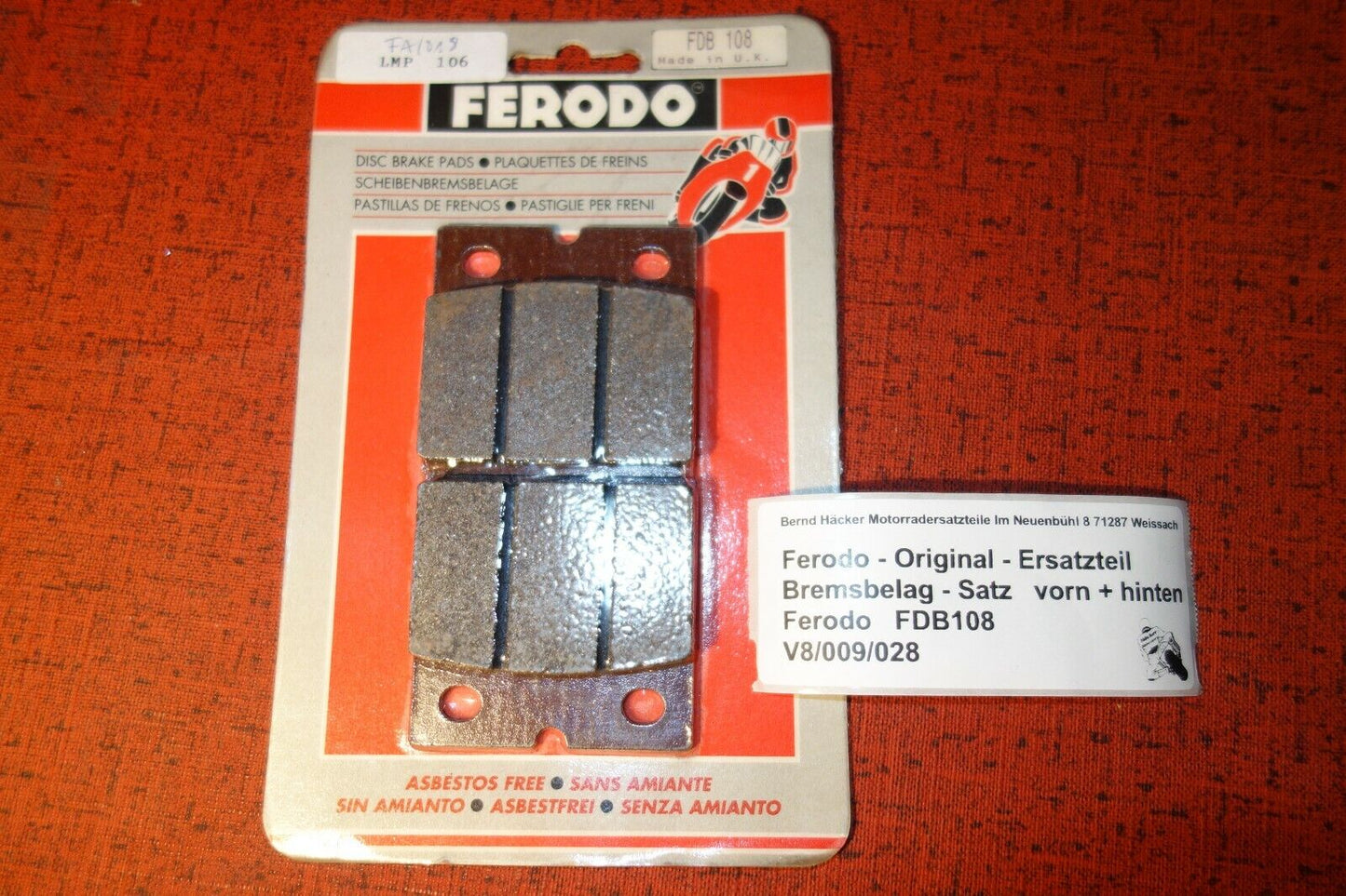 Brake pad set _ front right + left _ K 75 S _ 1985 - 1993 _ FDB108