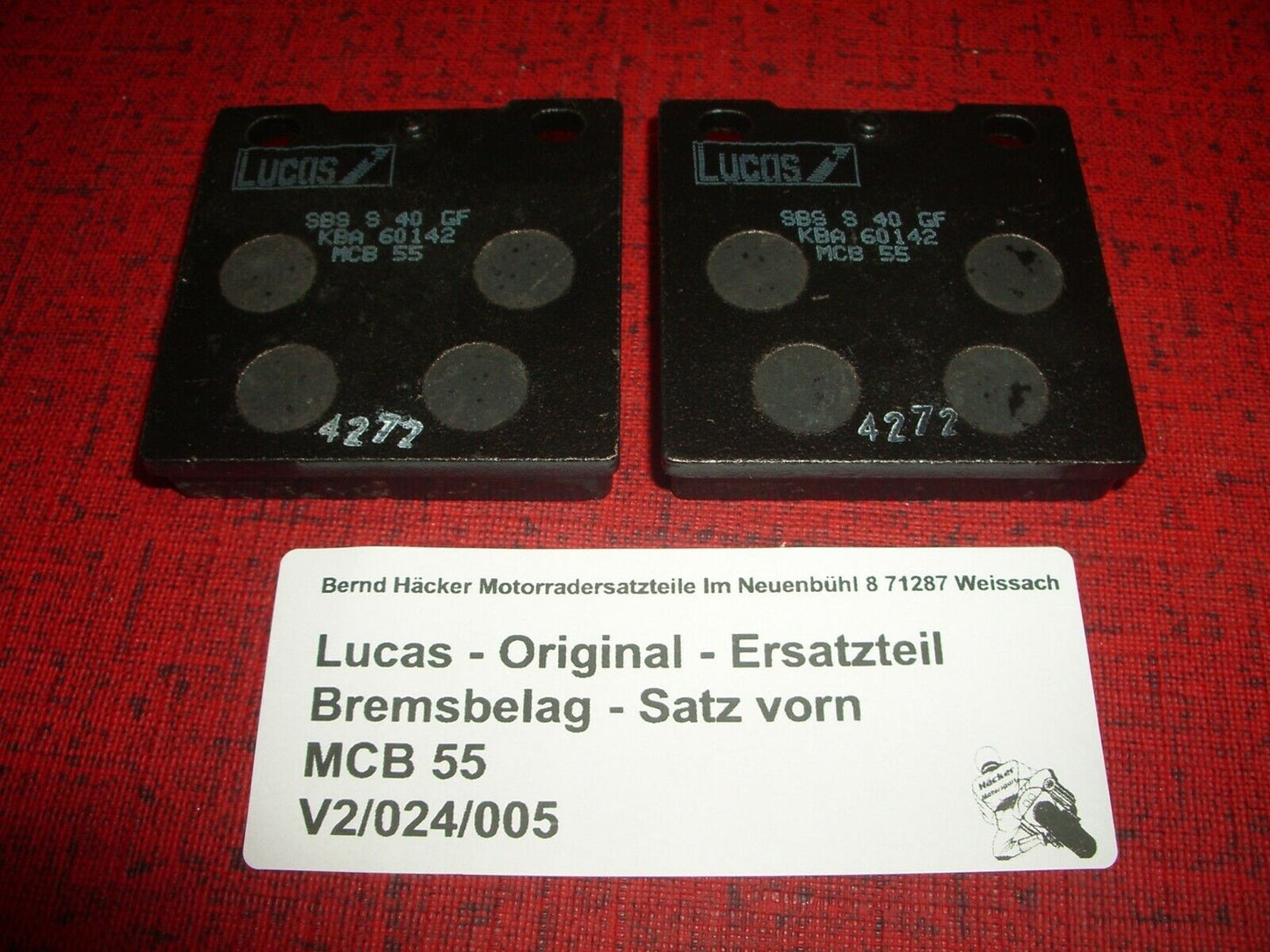 Bremsbeläge _ Bremsbelag - Satz _ vorn _ CB 250 RS _ CB 250 RSZ _ Lucas _ MCB 55