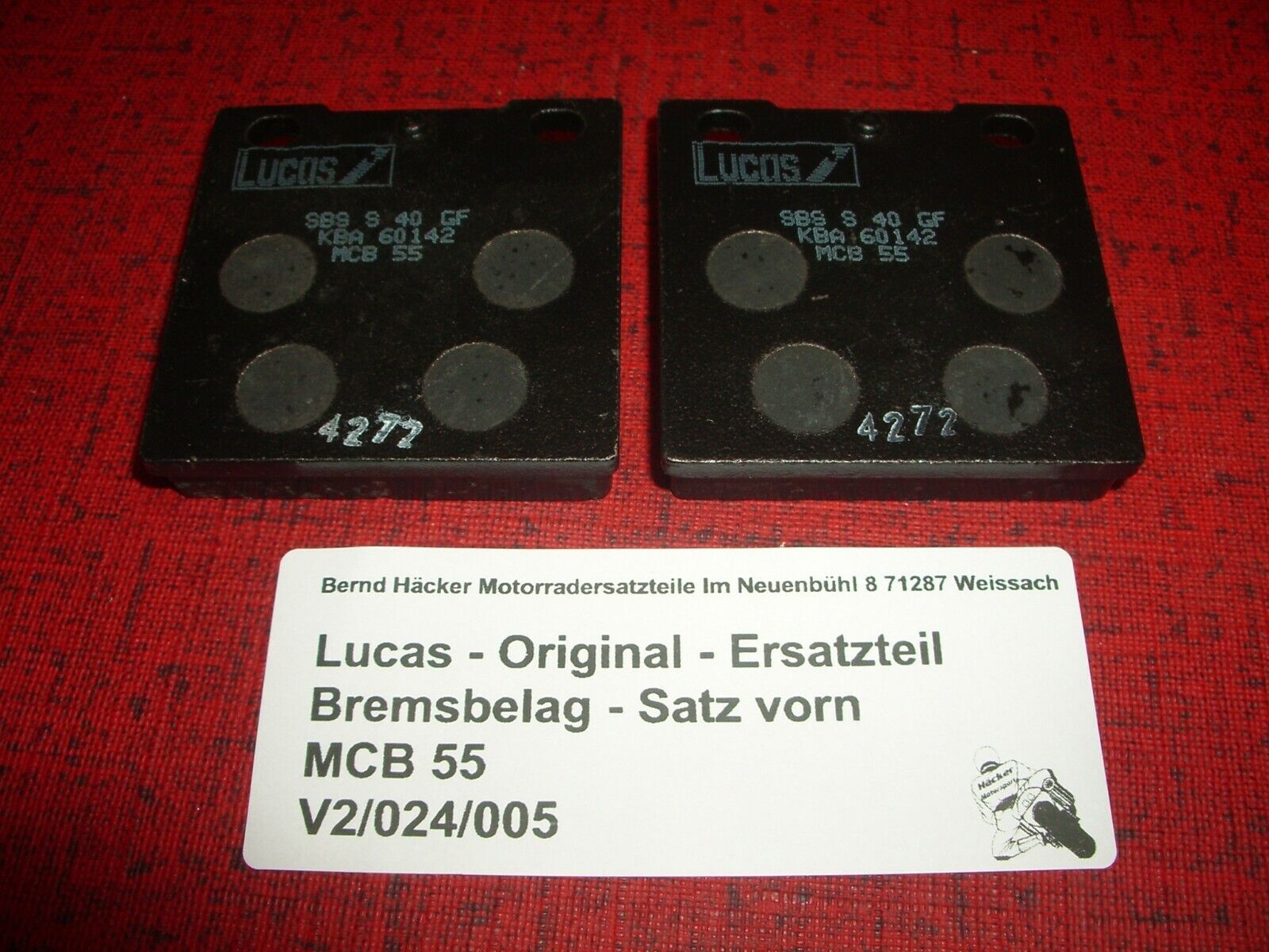 Bremsbeläge _ Bremsbelag - Satz _ vorn _ CB 250 RS _ CB 250 RSZ _ Lucas _ MCB 55