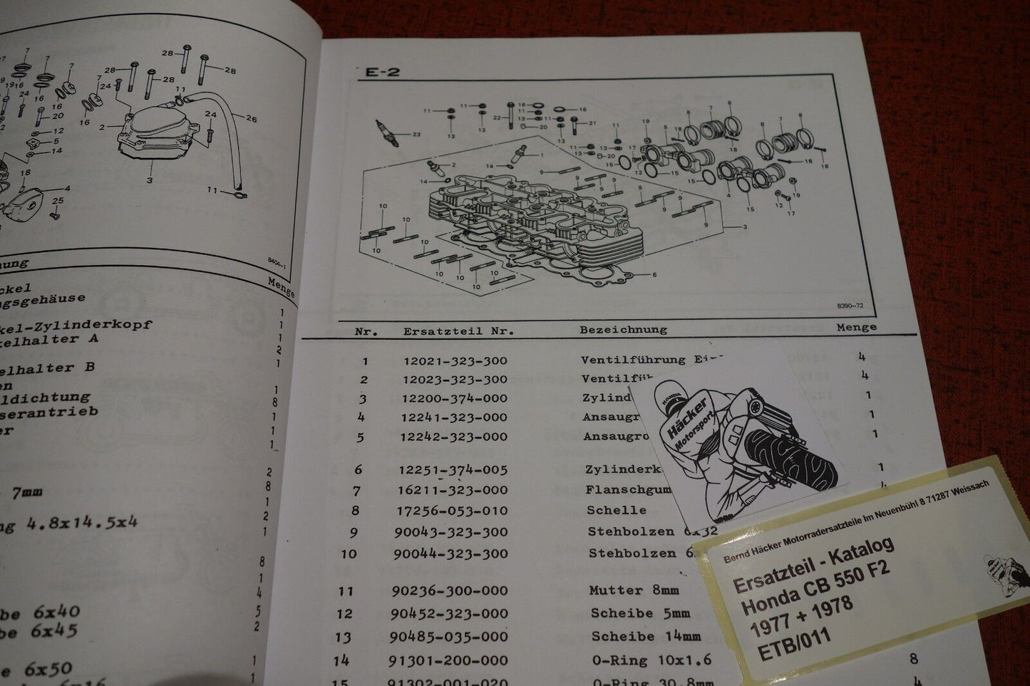 Ersatzteilkatalog _ Teileliste _ PARTSLIST _ CB 550 F2 _ Baujahr 1977 - 1978