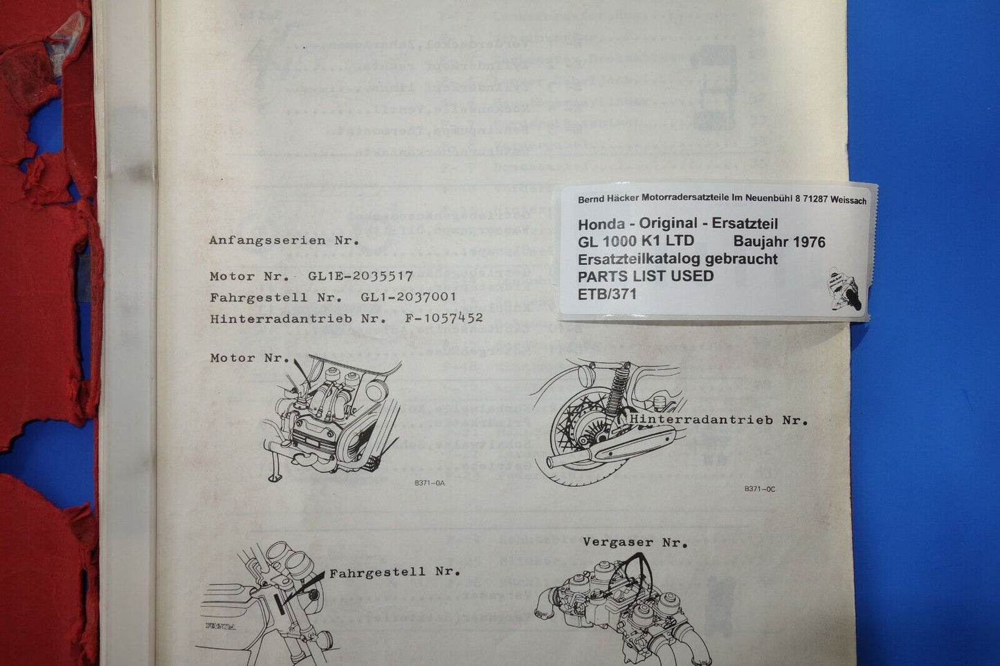 Ersatzteilkatalog _ Teileliste _ PARTSLIST _ GL 1000 K1 LTD _ Baujahr 1976