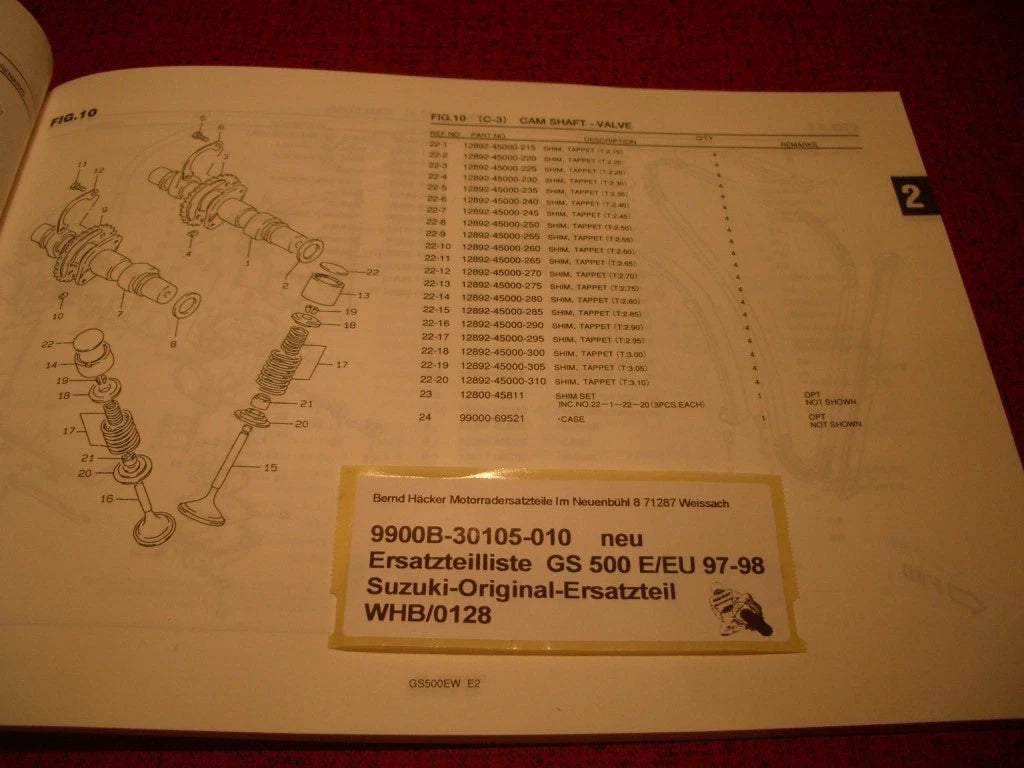 29,00 Euro inkl. Versand Ersatzteilkatalog neu GS500E Bj. 1997 + 1998