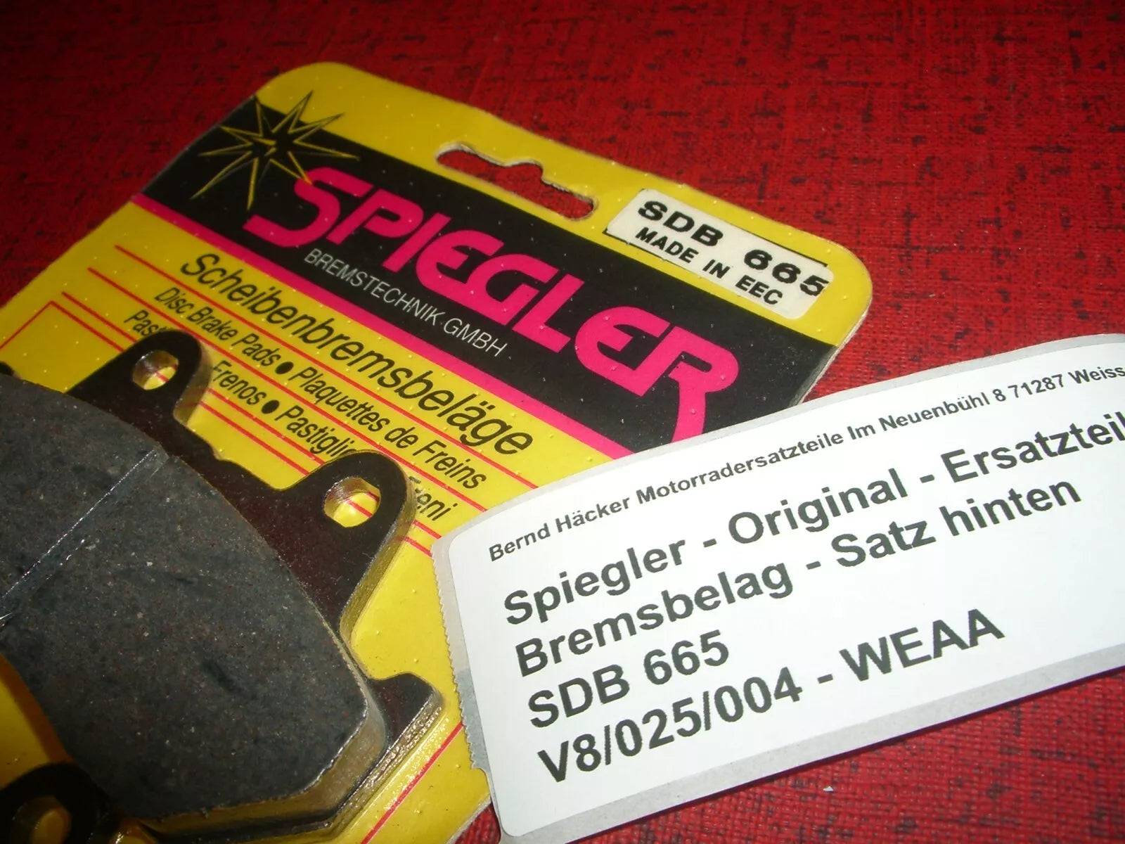 Spiegler Bremsbeläge _ Bremsbelag - Satz _ hinten _ CBR 1000 F _ Bj. 1987 - 1988