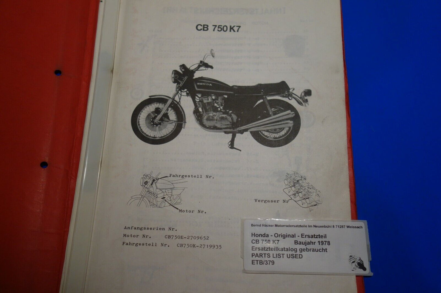 Ersatzteilkatalog _ Teileliste _ PARTSLIST _ Honda _ CB 750 K7 _ Baujahr 1977