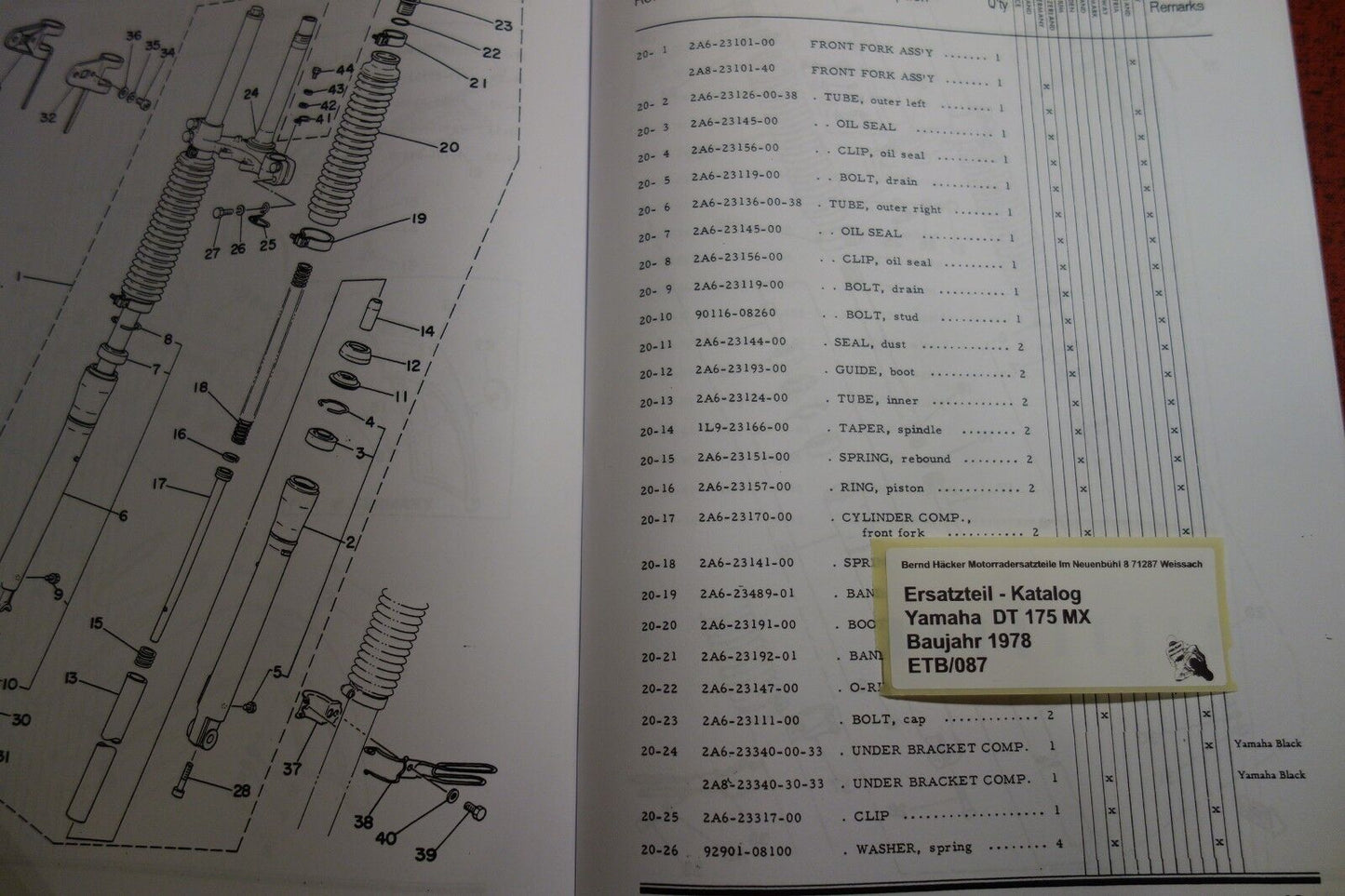 Ersatzteilkatalog _ Teileliste _ PARTSLIST _ DT 175 _ Typ 2K4 _ Baujahr 1978