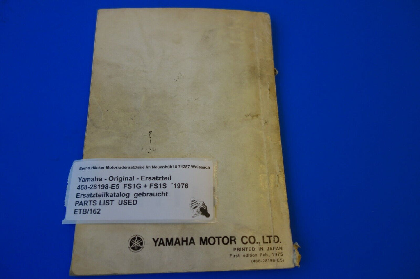 Spare parts catalogue _ Parts list _ PARTSLIST _ Yamaha _FS1G + FS1S _ year 1976