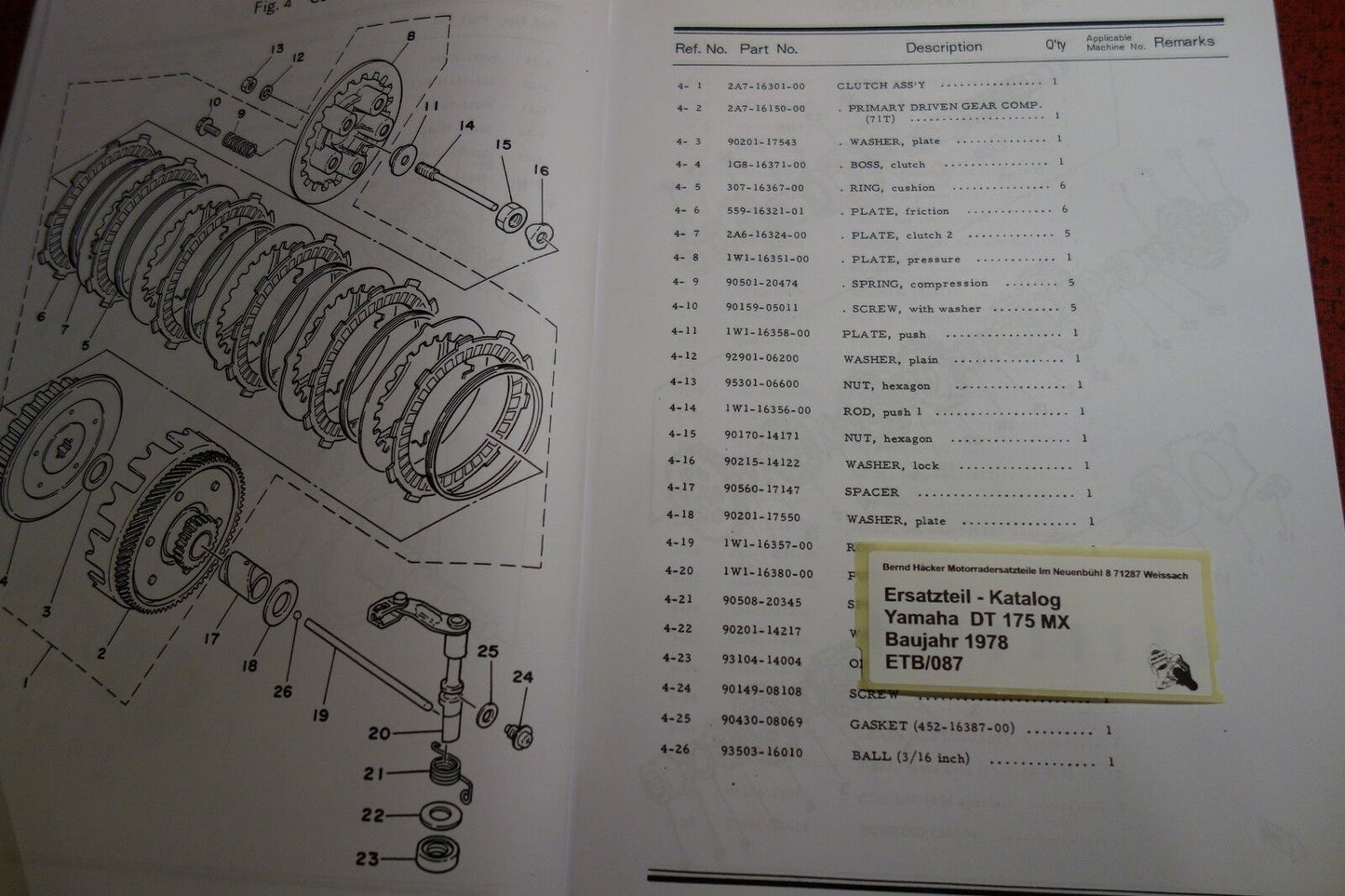 Spare parts catalogue _ Parts list _ PARTSLIST _ DT 175 _ Type 2K4 _ Year of manufacture 1978