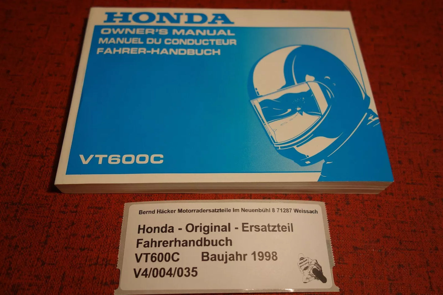 Driver's Manual _ Owners Manual _ VT 600 C Shadow _ Year of manufacture 1998