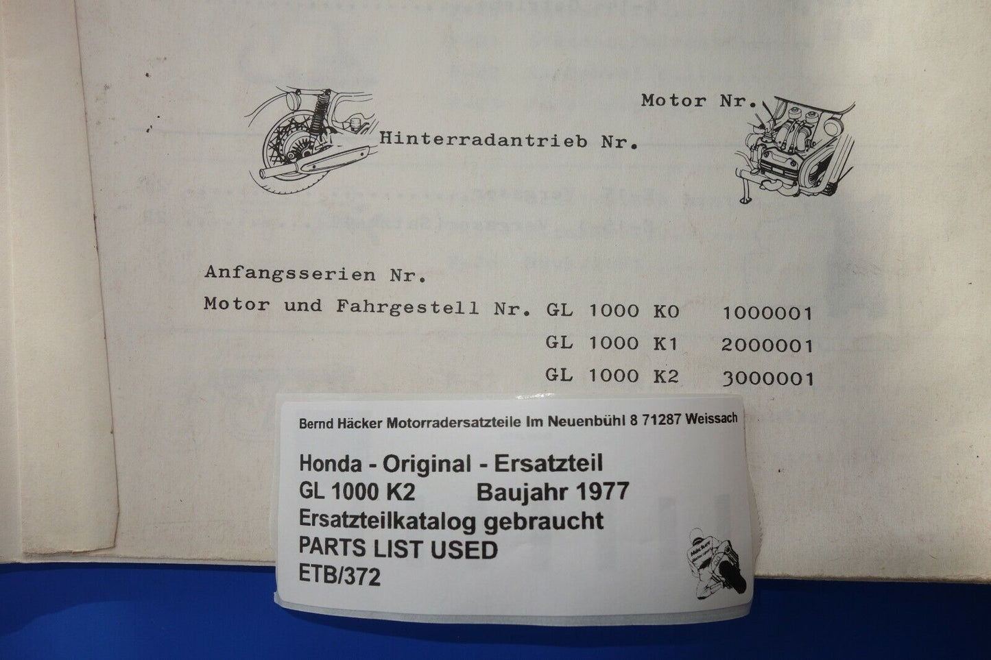 Ersatzteilkatalog _ Teileliste _ PARTSLIST _ Honda _ GL 1000 K2 _ Baujahr 1977