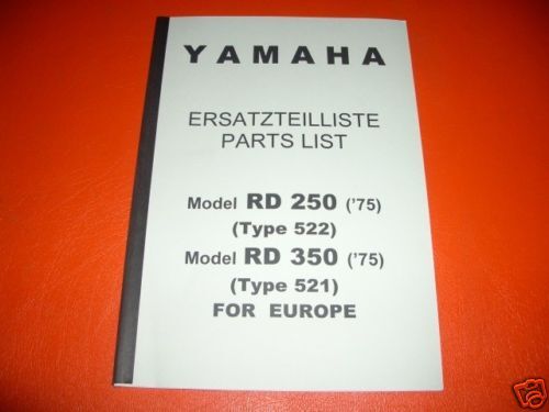 Spare parts catalogue _ Parts list PARTSLIST _ RD 350 _ Type 521 _ Year of manufacture 1975