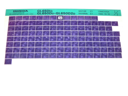 Microfich Ersatzteilliste _ GL 650 D _ GL650 Silverwing _ RC10 _ Baujahr 1983